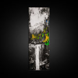 Waterfall Scene, Mountain Landscape, Abstract Nature Art, Canvas Print, Wilderness Wall Art, Green Yellow Decor, Adventure Home Decor