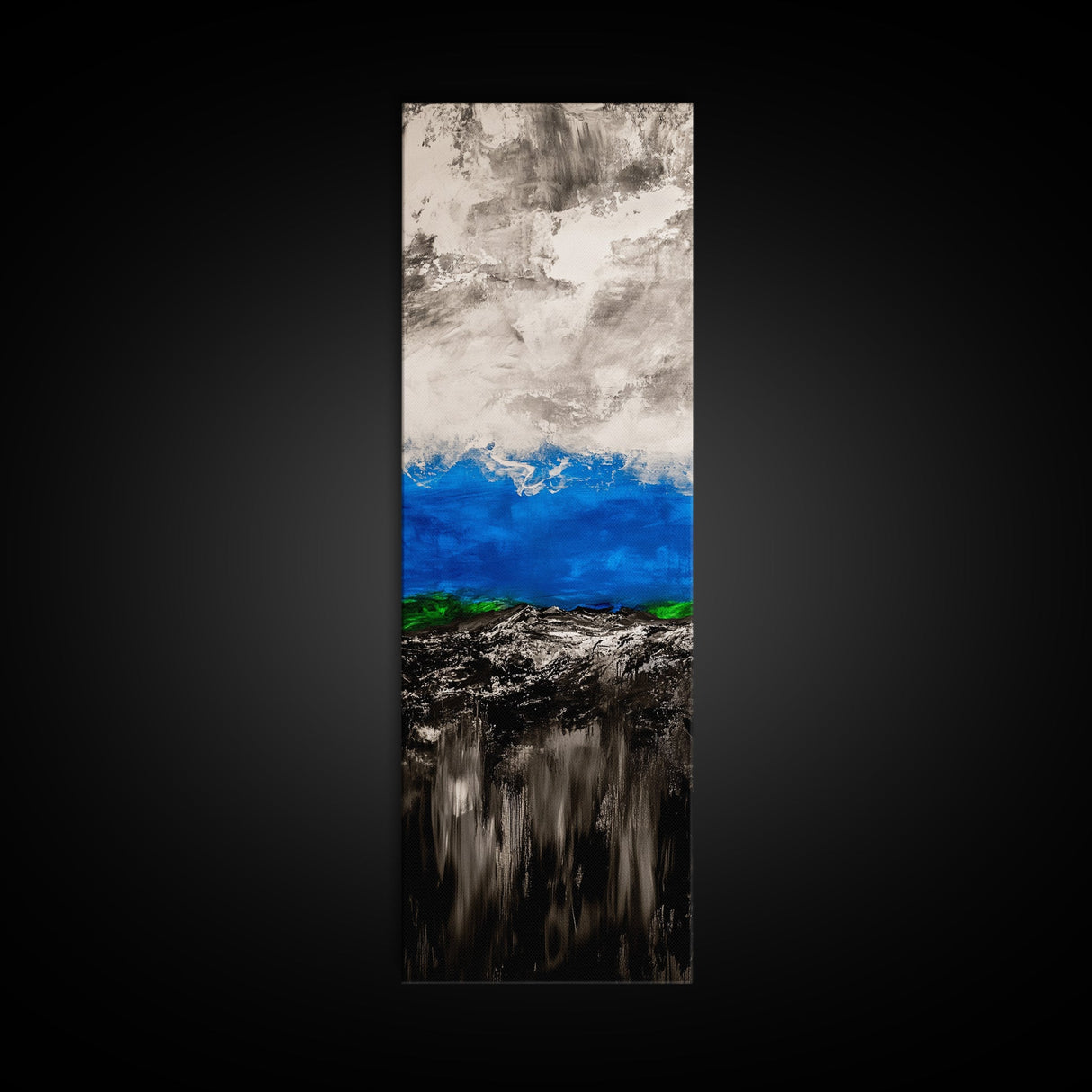 Mountain Horizon, Moody Landscape, Blue Sky Art, Framed Canvas Print, Abstract Nature, Minimalist Decor, Modern Wall Art, Office Decor