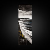 Monochrome Coast, Black and White Seascape, Framed Canvas Print, Beach House Art, Minimalist Landscape, Living Room Wall Art