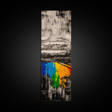 Rainbow Reflection, Colorful Landscape, Abstract Painting, Framed Canvas Print, Modern Wall Art, Office Decor, Unique Gift