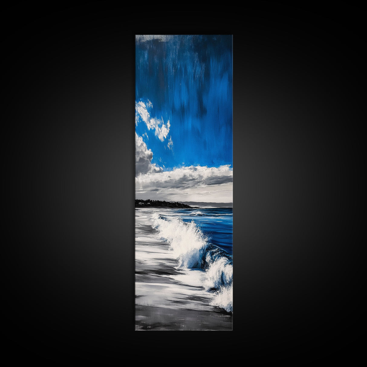 Tranquil Shore, Blue Ocean Art, Coastal Landscape, Framed Canvas Print, Beach House Decor, Minimalist Artwork, Living Room Art
