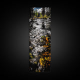 Flowing River Scene, Nature Photography, Tranquil Landscape Art, Framed Canvas Print, Cabin Wall Decor, Rustic Home Artwork, Autumn Theme