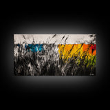 Abstract Field, Colorful Grass, Modern Landscape, Framed Canvas Print, Fall Wall Art, Boho Home Decor, Large Wall Art, Bedroom Wall Art