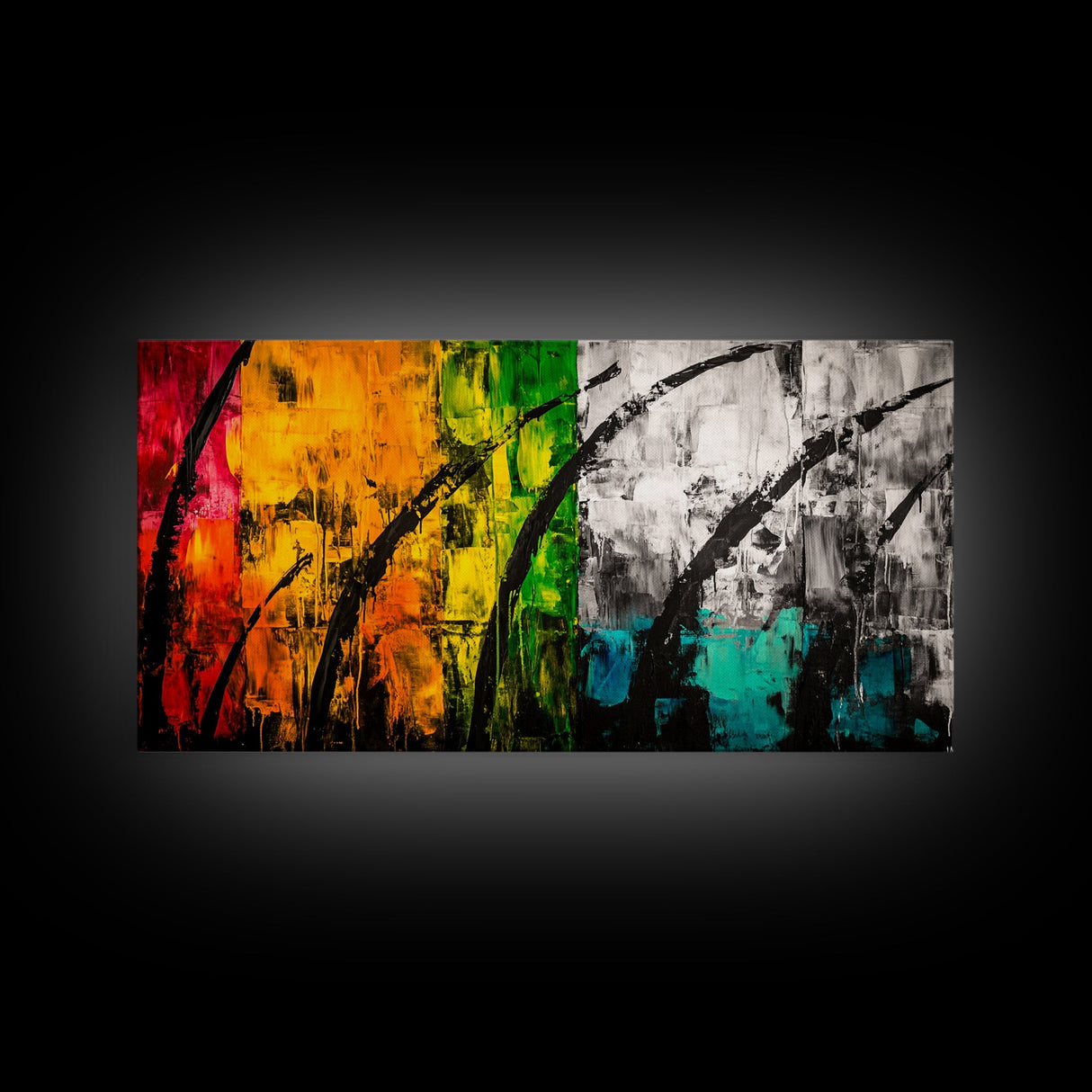 Colorful Abstract, Bold Nature, Autumn Tones, Framed Canvas Print, Modern Home Decor, Boho Art, Large Statement Piece, Living Room Art