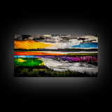 Vibrant Abstract, Modern Painting, Colorful Landscape, Framed Canvas Print, Living Room Wall Art, Bold Statement Piece, Home Decor