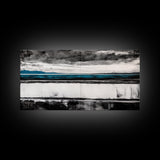 Moody Seascape, Minimalist Painting, Black and White Ocean, Framed Canvas Print, Contemporary Wall Art, Modern Coastal Home Decor