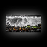 Crashing Waves, Ocean Foam, Textured Seascape, Black and White Art, Coastal Home Decor, Nautical Wall Art, Modern Art, Framed Canvas Print