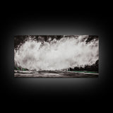 Abstract Waterfall Art, Black and White Canvas Print, Modern Wall Decor, Nature Inspired Artwork, Living Room Art, Minimalist Painting