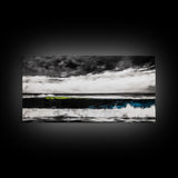 Ocean Wave Painting, Black and White Print, Modern Coastal Wall Decor, Seascape Art, Nautical Home Aesthetic, Framed Canvas Print