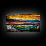 Hammock Sunset Relaxation Art, Framed Canvas Print, Colorful Beach Wall Art, Tropical Home Decor, Vibrant Living Room Art, Boho Art