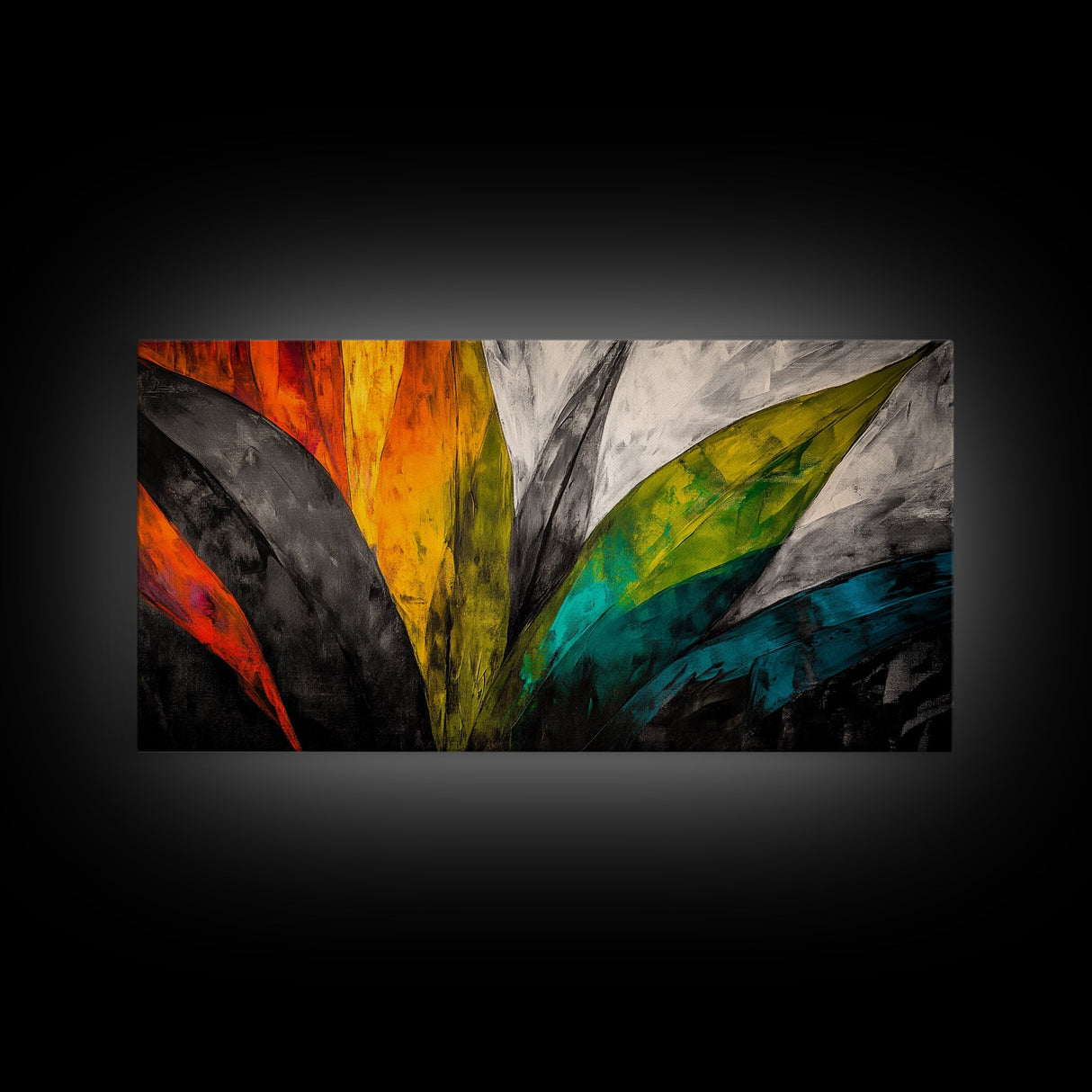 Abstract Leaves, Tropical, Colors, Framed Canvas Print, Boho Wall Art, Botanical Home Decor, Vibrant Living Room Art, Nature Inspired