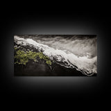 Abstract Ocean Waves, Coastal Wall Art, Modern Seascape Painting, Monochrome Beach Decor, Minimalist Black White Art, Canvas Print