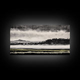 Misty Mountains, Black and White Art, Foggy Landscape, Canvas Print, Nature Wall Art, Minimalist Artwork, Bedroom Wall Decor