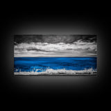 Minimalist Ocean, Black and White, Framed Canvas Print, Coastal Art, Beach House Decor, Nautical Wall Art, Living Room Art, Landscape