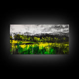 Vibrant Hills, Greenery Landscape, Abstract Painting, Canvas Print, Modern Wall Art, Eclectic Home Decor, Bold Color Palette, Unique Art