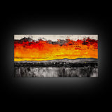 Fiery Sunset, Dramatic Sky, Abstract Landscape, Canvas Print, Modern Art, Bold Wall Decor, Warm Colors, Living Room Accent