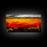 Fiery Horizon, Abstract Landscape, Modern Southwest Art, Bold Colorful Painting, Dramatic Wall Art, Living Room Art, Framed Canvas Print