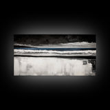 Stormy Beach, Coastal Landscape, Black and White Ocean Art, Moody Seascape, Nautical Home Decor, Modern Minimalist Art, Canvas Print