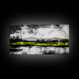 Mountain Reflection, Black and White Art, Minimalist Nature Print, Rustic Home Decor, Modern Landscape Painting, Canvas Print