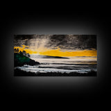 Golden Sunset, Coastal Painting, Dramatic Sky, Framed Canvas Print, Seascape Wall Art, Contemporary Art, Bedroom Wall Decoration