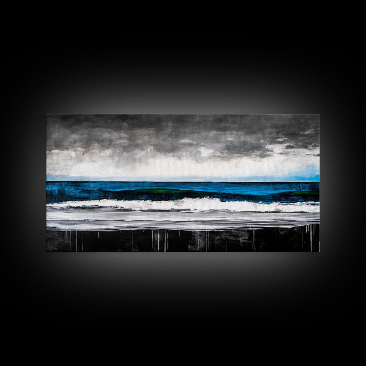 Ocean Wave, Moody Seascape, Coastal Art, Framed Canvas Print, Minimalist Wall Decor, Beach House Art, Modern Home Decor