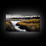 Mountain Marsh, Rustic Landscape, Fall Nature Art, Canvas Print, Cabin Wall Art, Country Home Decor, Living Room Artwork