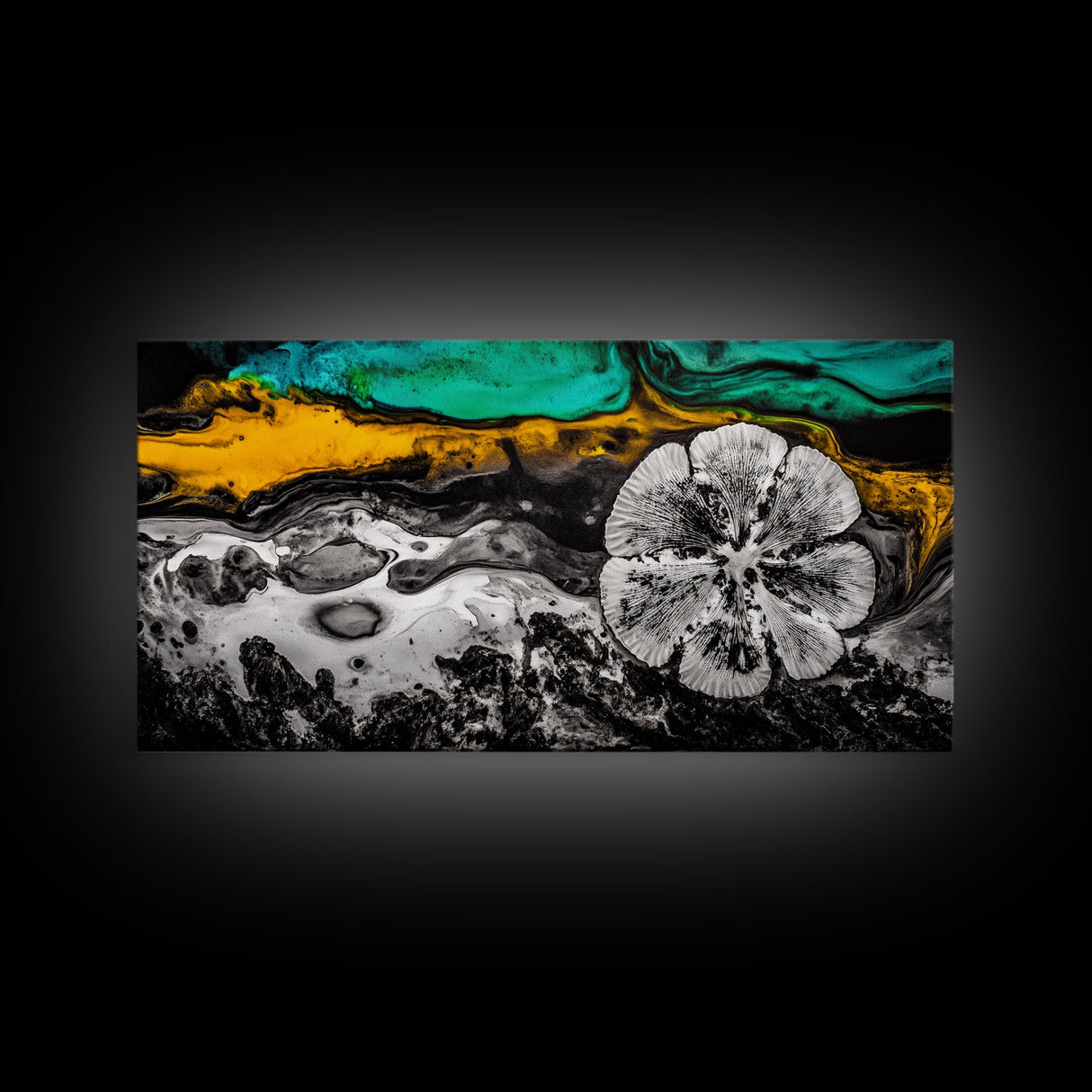 Abstract Fluid, Colorful Swirl, Black Gold Art, Canvas Print, Modern Wall Art, Living Room Art, Unique Home Decor