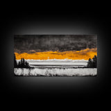 Sunset Over Ocean, Dramatic Sky, Coastal Landscape, Minimalist Wall Art, Beach Home Decor, Framed Canvas Print, Large Statement Art