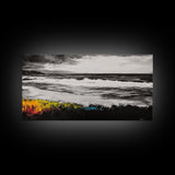 Moody Seascape, Coastal Waves, Black and White Art, Canvas Print, Beach House Decor, Modern Minimalist Wall Art, Office Wall Decor
