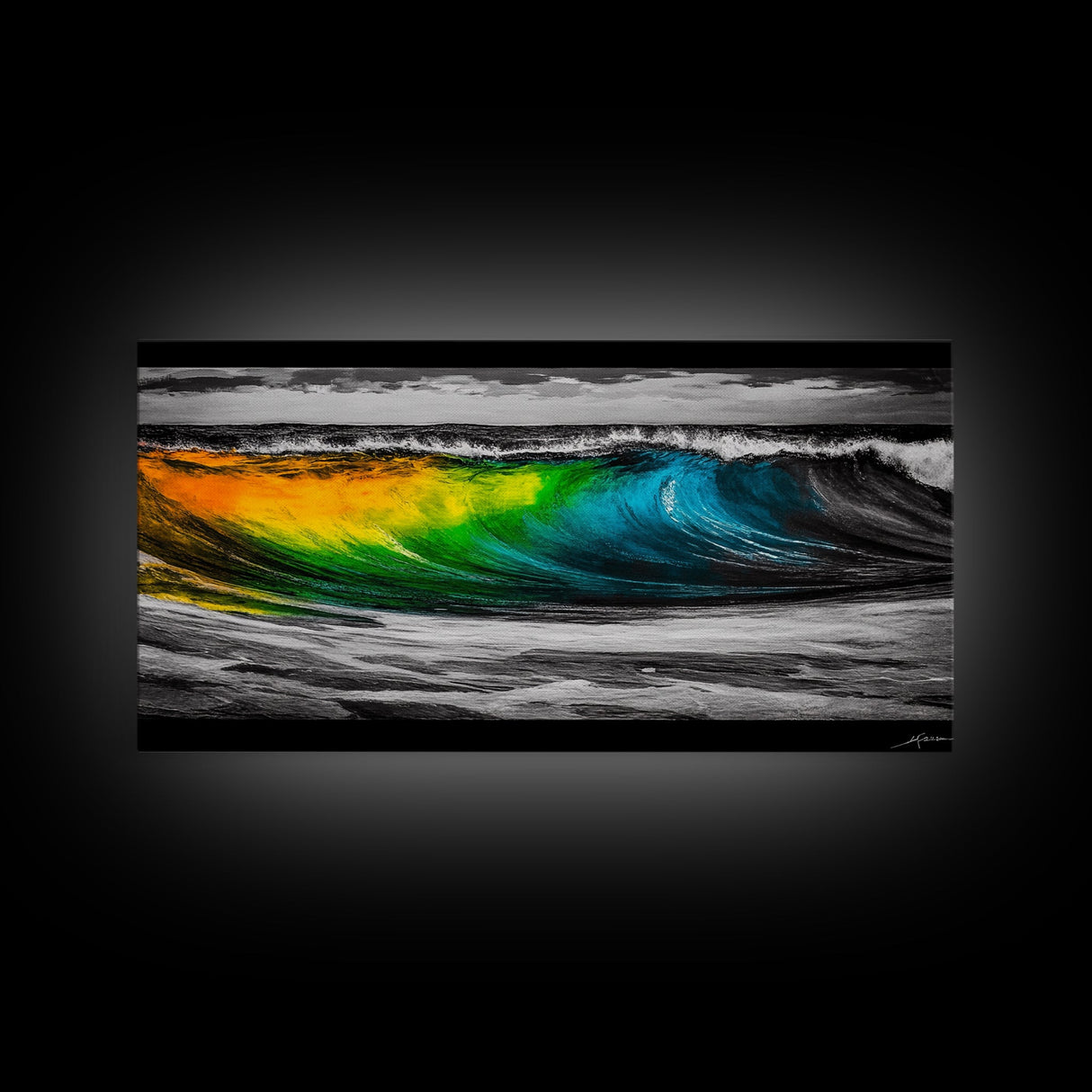 Vibrant Ocean Wave, Abstract Surf Art, Tropical Wall Art, Framed Canvas Print, Beach House Decor, Coastal Living Room Wall Art