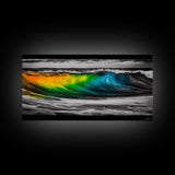 Vibrant Ocean Wave, Abstract Surf Art, Tropical Wall Art, Framed Canvas Print, Beach House Decor, Coastal Living Room Wall Art