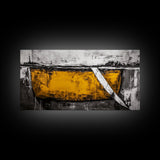 Minimalist Abstract, Yellow Black Art, Industrial Wall Decor, Urban Loft Accent, Framed Canvas Print, Modern Home Office Art