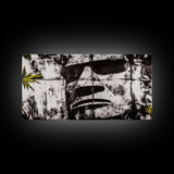 Monochrome Face Art, Edgy Black White Painting, Street Art Print, Urban Loft Decor, Framed Canvas Print, Unique Statement Piece