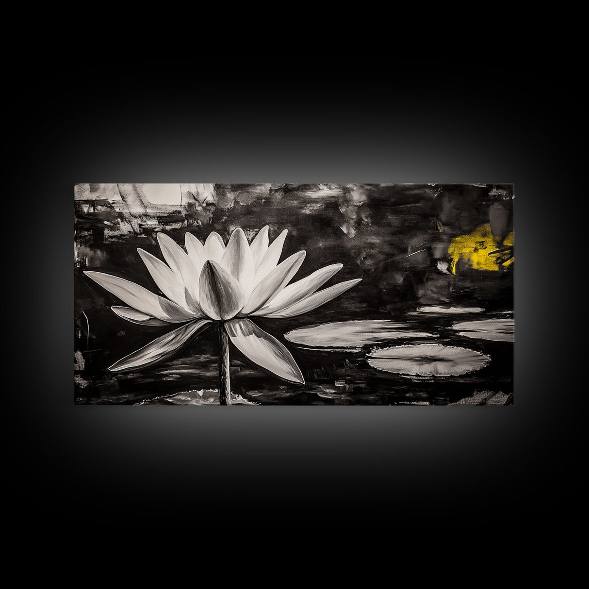 Lotus Flower, Black and White Botanical Art, Zen Wall Decor, Nature Painting, Minimalist Canvas Print, Bedroom Meditation Art