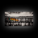 Wooden Pier, Lake House Art, Nautical Canvas Print, Black and White Art, Rustic Home Decor, Nature Artwork, Coastal Wall Art