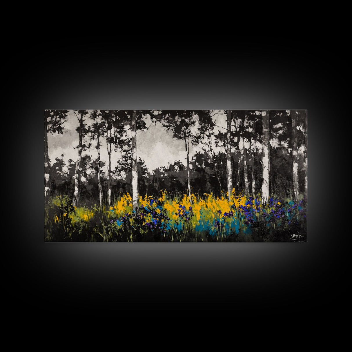Forest Meadow, Wildflower Wall Art, Nature Canvas Print, Botanical Artwork, Rustic Home Decor, Fall Landscape, Living Room Wall Art