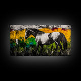 Horse Art, Western Wall Decor, Rustic Canvas Print, Farmhouse Artwork, Equestrian Art, Black and White Painting, Living Room Wall Art