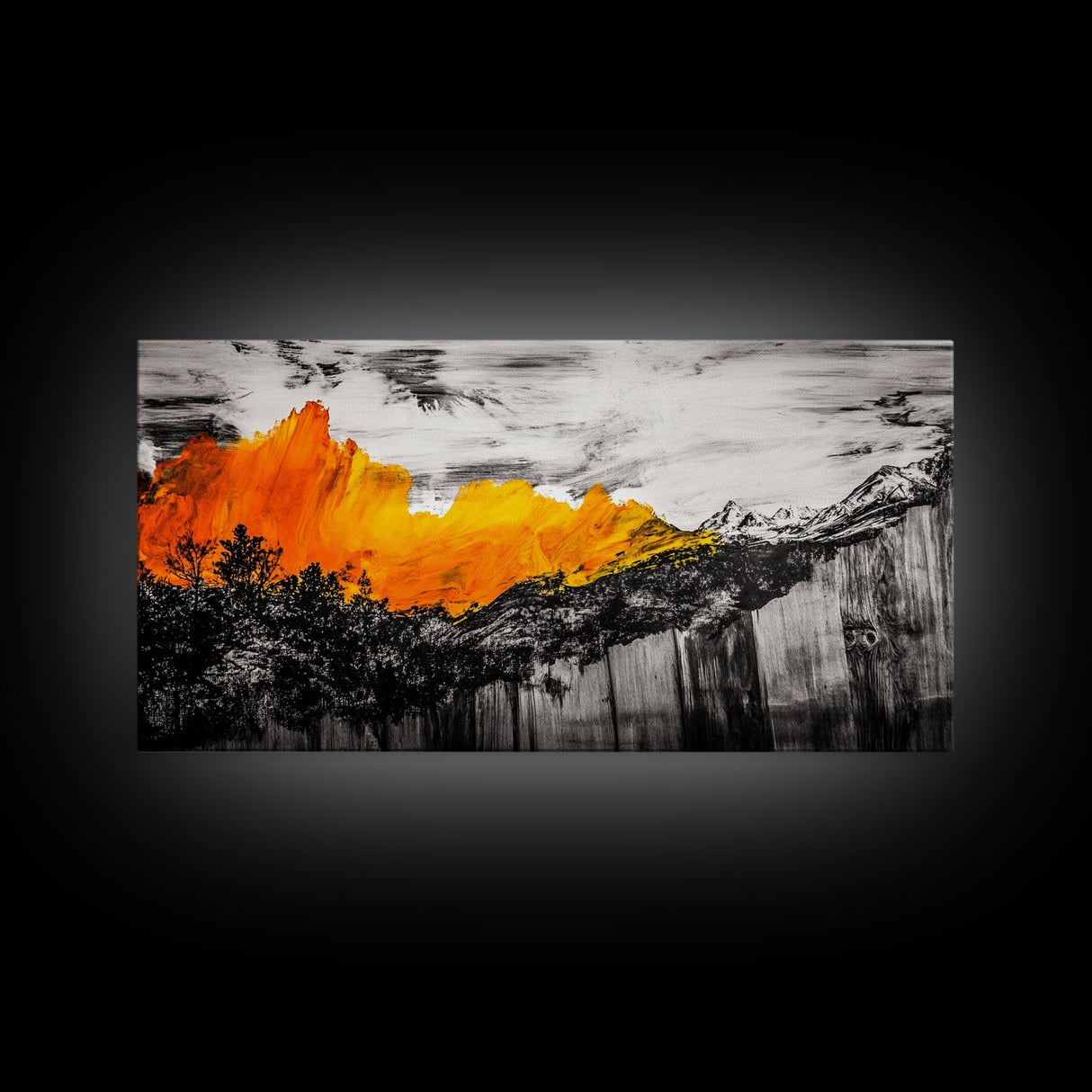 Firestorm, Mountain Art, Nature Abstract, Dramatic Canvas Print, Fall Art, Wilderness Decor, Rustic Living Room, Framed Canvas Print