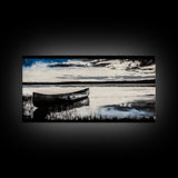 Still Water, Black and White Art, Reflection Canvas Print, Lake Scene Wall Art, Nature Decor, Peaceful Home Art, Framed Canvas Print