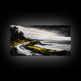 Stormy Beach, Ocean Mist, Coastal Serenity, Canvas Print, Moody Seascape Art, Contemporary Wall Art, Living Room Decor, Nautical Theme