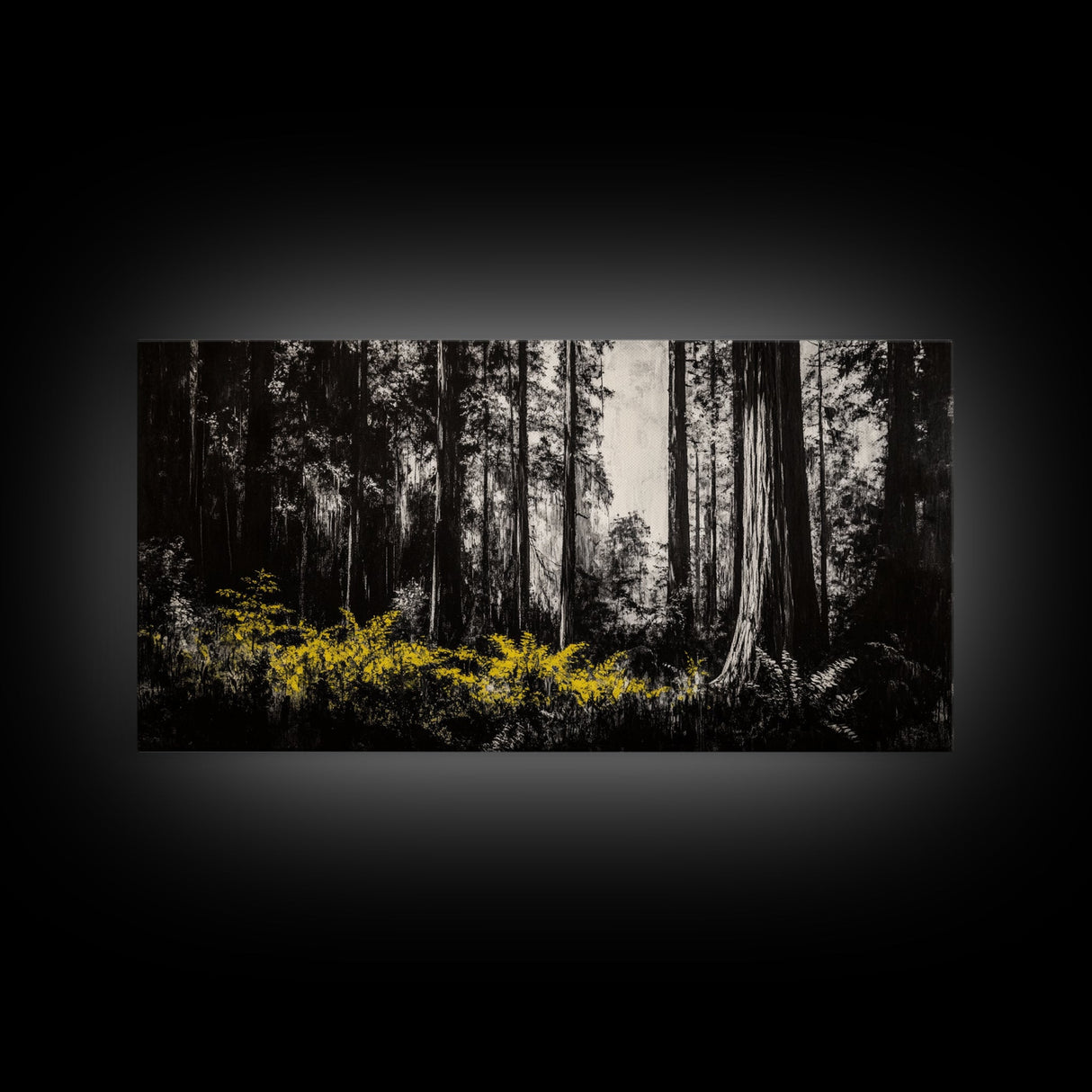 Redwood Forest, Nature Wall Art, Black and White Art, Framed Canvas Print, Rustic Home Decor, Cabin Wall Art, Minimalist Landscape