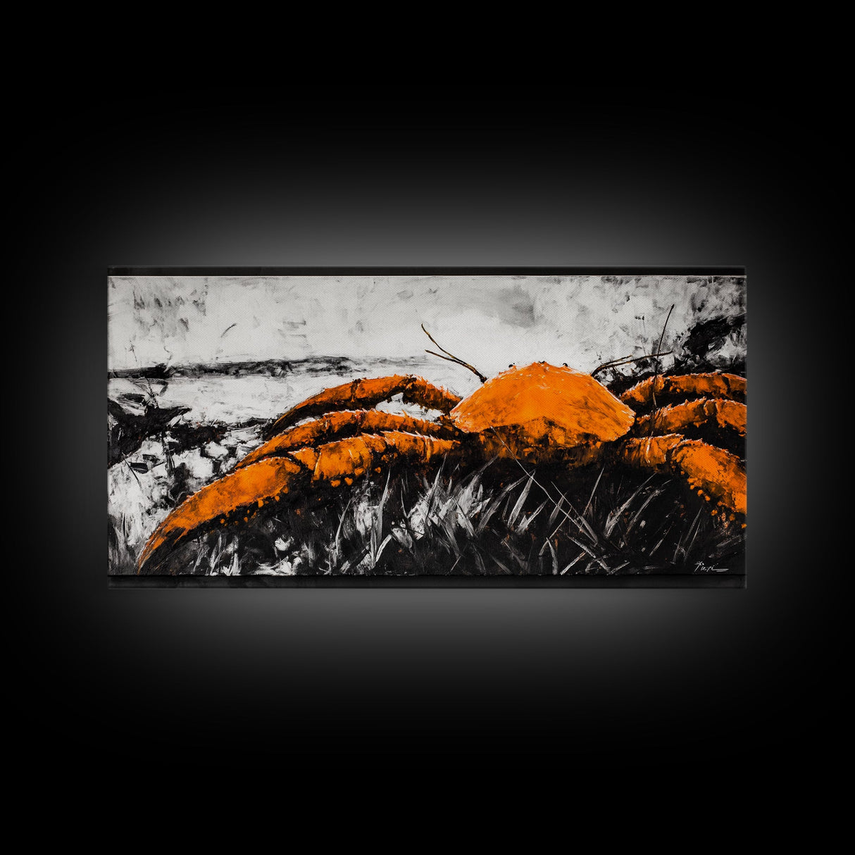 Giant Crab, Bold Coastal Art, Ocean Life, Canvas Print, Seafood Restaurant Wall Decor, Rustic Nautical Theme, Unique Living Room Artwork