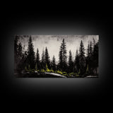 Black Forest, Dark Landscape, Modern Wall Art, Minimalist Nature, Moody Trees, Framed Canvas Print, Living Room Decor, Rustic Cabin Art