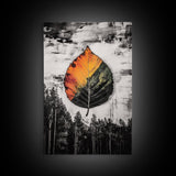 Autumn Leaf Print, Fall Nature Wall Art, Rustic Botanical Painting, Seasonal Home Decor, Cozy Living Room, Framed Canvas Print