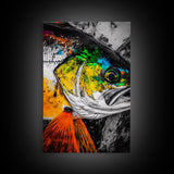Vibrant Fish Art, Abstract Ocean Decor, Blue Yellow Green, Coastal Wall Art, Nautical Home Decor, Beach House Art, Framed Canvas Print