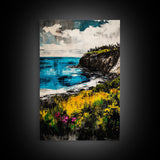 Cliffside View, Ocean Landscape, Coastal Wall Art, Nature Inspired, Scenic Seascape, Tranquil Home Decor, Blue Tones, Canvas Print