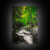 Woodland Stream, Nature Inspired, Green Forest, Serene Wall Art, Minimalist Landscape, Tranquil Home Decor, Large Wall Art, Canvas Print