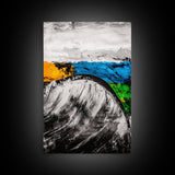 Rolling Waves, Abstract Ocean, Coastal Expression, Textured Seascape, Framed Canvas Print, Modern Beach House Decor, Bathroom Wall Art