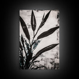 Minimalist Leaves, Monochrome Plant Art, Botanical Wall Decor, Neutral Home Art, Black and White Nature, Framed Canvas Print, Gift Idea