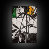 Abstract Leaves, Black and White Art, Botanical Wall Art, Nature Painting, Modern Home Decor, Minimalist Style, Canvas Print